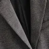 ZA冬最新の格子縞のショートカジュアルスーツBlazer College Styleレトロな灰色の女性のジャケットのオフィスの女性の女性211006