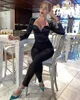 Winter Women Sexy Designer Long Sleeve Black Cotton Jumpsuit High Street Celebrity Chic Party Rompers 210527