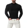 Män turtleneck tröja höst vinter solid färg casual tröja män slim stickade pullovers botten jumper b0781 210518