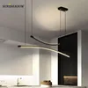 Pendant Lamps Simple Led Light Modern Black&Gold Chandelier Lamp For Dining Room Kitchen Living Lustre Home Hang