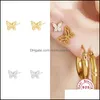 Stud Earrings Jewelry Aide 925 Sterling Sier Hollow Rhinestone Butterfly For Women Girls Designs Boucle Doreille Gifts Drop Delivery 2021 Zw