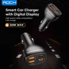 ROCK 60W Display digitale QC4.0 QC3.0 Tipo C PD Caricatore di ricarica rapido per auto per iPhone 12 Pro Max Xiaomi 11 Samsung S21