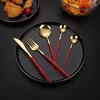 Nordic Style 4PCS Zestawy zastawy stołowej Zestaw sztućców ze stali nierdzewnej Scoop Fork Nóż stołowe obiad Deser Tea Rasure Prezentacja Prezent ZL0259