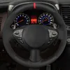 Auto-Lenkradbezug, schwarzes Echtleder, Wildleder, für Infiniti FX FX35 FX37 FX50 2009–2013 QX70 Nissan Juke 370Z Note (UK)