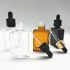 30 ml mattschwarze quadratische Tropfflaschen für E-Liquid-ätherisches Öl aus Glas mit Pipette