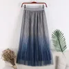 Skirts 2022 Spring High Tail Smoke Long Flukes Gradient Plywood Edge Sequin Midi Christmas Female Herf Casual