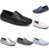 leather peas men's casual driving shoes soft sole fashion black navy white blue silver yellow grey footwear all-match lazy cross-border 38-46 color78