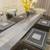 Gray Table Runner Mat Cushion Simple Modern Luxurious Faux Silk Soft Comfortable For Home Wedding Party Decoration 210628