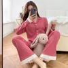 Mulheres pijamas definido para primavera 100% algodão manga longa casual mulheres pijamas casa roupas femininas sleepwear x0526