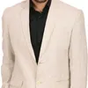 Trajes de hombre de verano de lino beige para baile de graduación 2 piezas de esmoquin de novio con solapa con muescas Conjunto de ropa de moda de hombre personalizado Blazer con pantalones X0909