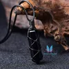 Pendel doppelt terminiert Obsidian Edelstein Charm Anhänger Mode Geschenk Kristall
