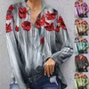 Moda 3D Floral Impresso Camisas Mulheres Vestuário Feminino 2022 Primavera Nova Streetwear Casual Loose Manga Longa Blusas Plus Size 5XL