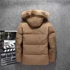 2021 Men's Winter Down Jacket Warm Hooded White Duck Down Anorak Men Parka Detachable Fur Collar Coat Warm Overcoat Y1103