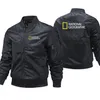 Selling National Geographic Bomber Jacket Men Casual Windbreaker Zipper Pilot Air Thick Motorcycle Coat 220108