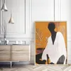 抽象黒人女性熱帯植物壁アートキャンバス絵のポスターとリビングルームの寝室のための印刷絵モダンホーム装飾P9803372