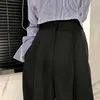 TWOTWINSTYLE pantalon pour femmes taille haute casual ample jambe large pantalon femme automne coréen mode élégant 211115