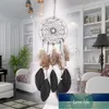 45 cm handgemaakte dreamcatcher zwarte veer kant dream catcher kraal opknoping decoratie ornament geschenk voor auto / home decor LZ0398