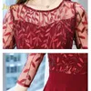 Plus Size 3XL 4XL Spring 2021 Red Formal Dress Draw Back Thin Big Femme Robe Net Yarn Embroidered Splicing Long Mujer Vestir Casual Dresses