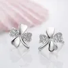 925 Sterling Silver Kolczyk Brincos Pendientes Lucky Clover Stadniny Kolczyki dla kobiet Prezent Oorbellen S-E55