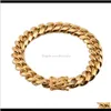 Link, entrega de gota 2021 Aço inoxidável Chain Link Chain Bracelet Mens Gold Bracelets Hip Hop Jóias 8/10/201/16/18mm 3UWIV