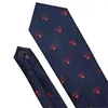 Designer de moda Red Skull Men Tie Tie Conjunto de 8,5cm Lenço de seda laços para homens Presente Business Business Barry.