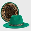 Chapeaux Fedora Léopard Femmes Hommes Feutre Chapeau Femme Homme Fedoras Mâle Mode Panama Casquettes Femme Jazz Haut-de-Forme Deux Couleurs Large Bord Casquette Printemps Automne Hiver En Gros 2022