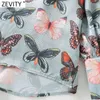 Kvinnor Vintage Stand Collar Butterfly Floral Patchwork Print Blus Kvinna Lantern Sleeve T-shirts Chic Chicise Toppar LS9132 210420