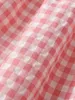 Девушки для девочек Gingham Rootch Trumb Button Pressing она