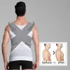 Homens shaper corpo emagrecimento cintura colete postura camiseta controlar o treinador de tórax tops sem mangas