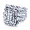 Anelli di nozze Female Female Crystal Crystal Stone Set Luxury Big Silver Color for Women Vintage Bridal Square Engagement