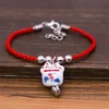 New Cute Lucky Cat Ceramic Beads Safe Bracelet Red Rope Bangle Handmade Fashion Jewelry Adjustable Length