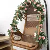 Flores decorativas grinaldas 2,2 m Artificial rosa videiras penduradas para o arco romântico do casamento casa porta da frente lintel ganham decoração de jardim