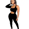 Women Tracksuits Sexy Jumpsuits Elegant Rompers Black One Shoulder Fashion Skinny Bodysuit Nightclub Clothing Clubwear