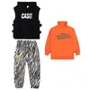 Moda Hip Hip Hip Sports Garnitury Nastoletnie Boys Streetwear Loose Crop Tops Vest Leopard Spodnie Drukuj Dzieci Ubrania 3 sztuk 210622