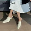 Sophitina Fashion Stylis Sapatos de Couro Genuíno Mulheres Saltos Málios Fino Plissado PRESIDENDO ALTA QUALIDADE Bombas de Outono FO270 210513