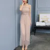 Kanske är du kvinnor vit khaki mesh rem slash neck full längd byxa jumpsuit sommar ruffle spets upp J0038 210529