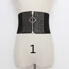 Elastic Waist Bandage Vintage Wild Waist Belt Ladies' Decorative Wide Black Faux Leather Punk Retro Rivet Compote Belt 904-a984 Q0624