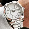 Orologio da uomo con atmosfera high-end più venduto quadrante bianco lunetta girevole vetro zaffiro acciaio inossidabile bracciale argento movimento automatico abbinamento perfetto orologi da uomo