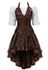 Bustiers Corsets Steampunk 코르셋 Burlesque 치마 화이트 르네상스 블라우스 고딕 가짜 가죽 자르기 탑 해적 Wench 의상 3- 조각