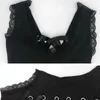 Summer lace stitching back cross strap vest black shirt female casual bottoming sexy top 210515