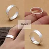 Anneaux de mariage Lettre de gravure gratuite S999 Bague en argent sterling réglable Bande simple Femmes Hommes Couple Amoureux Bijoux Cadeau de la Saint-Valentin