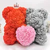 Decorative Flowers & Wreaths Two Teddy Rose Bear Heart Handmade Artificial Permanent Gift For Valentine's Day Anniversary Wedding Party