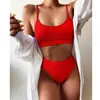 Tryck upp baddräkt kvinnlig patchwork badkläder för kvinnor baddräkt hög midja bikini set sport bär simning sexig 210621