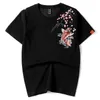 IEFB春夏中華風ブラケード鯉刺繍半袖メンズファッション大型コットンティートップスマン9Y5872 210524