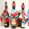 Newchristmas Mini Hat Scarfセットワインのボトル装飾サンタクロースキャップクリスマス漫画エルクニットタッセルスカーフビールのボトルの装飾LLE9090