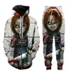 Rilasciare nuovi uomini / donne horror film chucky divertente stampa 3D moda tracksuits pantaloni + con cappuccio con cappuccio Casual abbigliamento sportivo