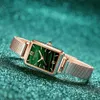 Green Malachite Japan Quartz Movement Roma Vintage Ladies Wristwatches Drop Women Stainless Steel Mesh Rose Gold Watches