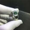 Excellent Round Diamond Test Passed Green Moisanite Couple Rings Silver 925 Emerald Men Women Jewelry