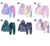 Herfst jongens meisjes lange mouwen sweatshirt kleding sets pakken outfits casual stropdas kleurstof kinderen hoodie set M3739