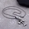 Punk Evil Skull Pendant Necklaces For Men Stainless Steel Cross Chain Gothic Biker Jewelry Accessories